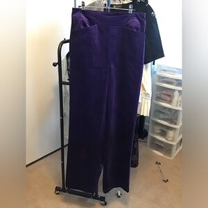 NWT Women’s Diane Gilman 12T Purple Faux Suede Velvety Pants